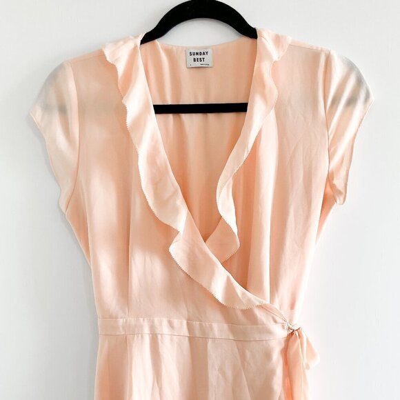 Sunday Best Wrap Dress (Peach) - Picture 3 of 11